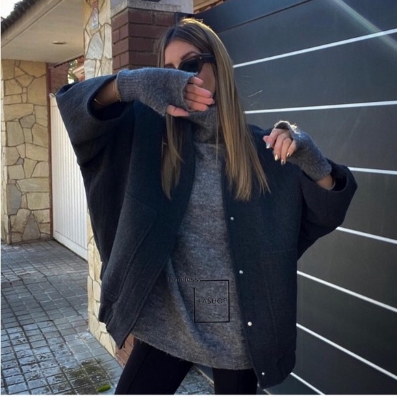 ZARA TEXTURED BOMBER JACKET BLACK - Picture 1 of 4